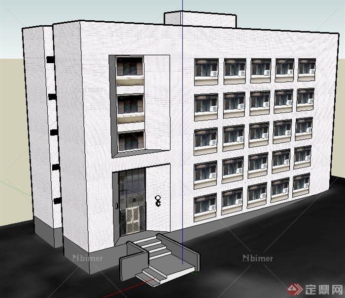 现代风格五层办公建筑设计su模型