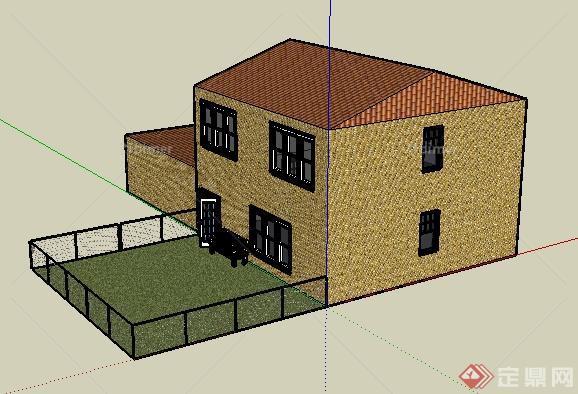 某地现代二层乡村住宅建筑设计SU模型