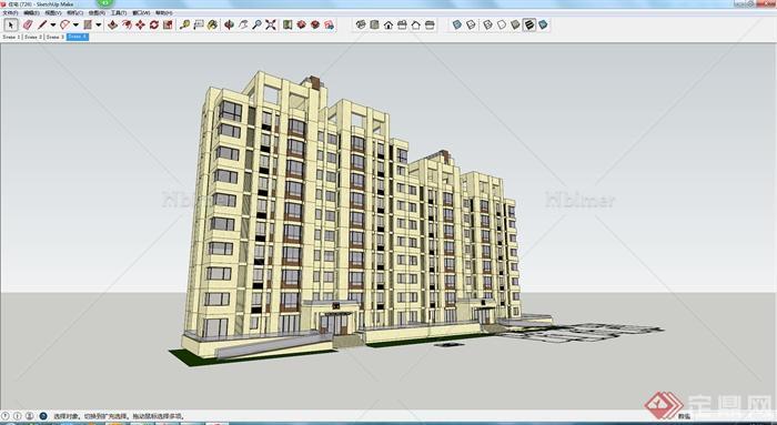 某现代住宅楼建筑设计SU模型（1）