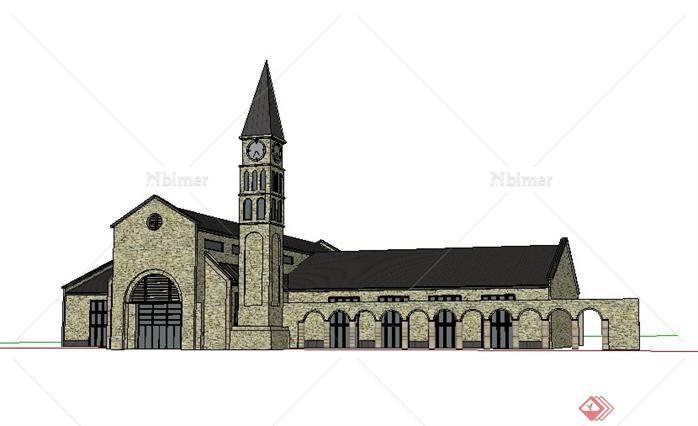 3个教堂建筑设计方案su模型
