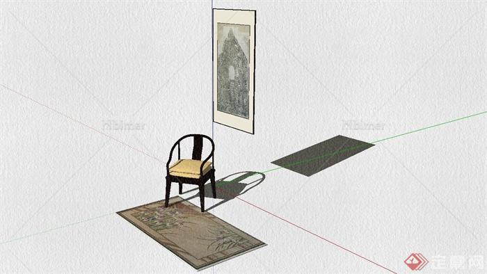 古典中式风格太师椅设计SU模型[原创]