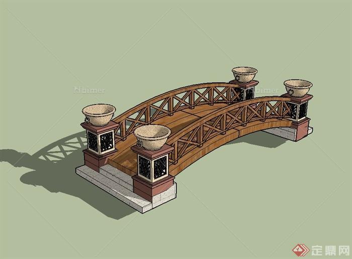 现代风格木桥园桥设计su模型[原创]