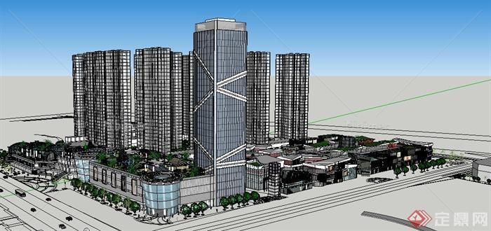 现代某城市商业中心商业建筑设计SU模型