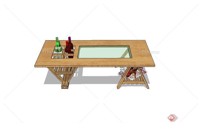 现代木制桌子设计su模型[原创]