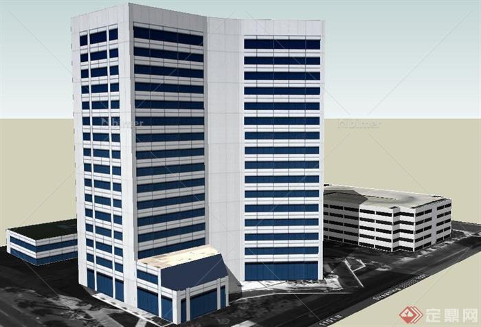 现代多层及高层办公楼建筑设计su模型
