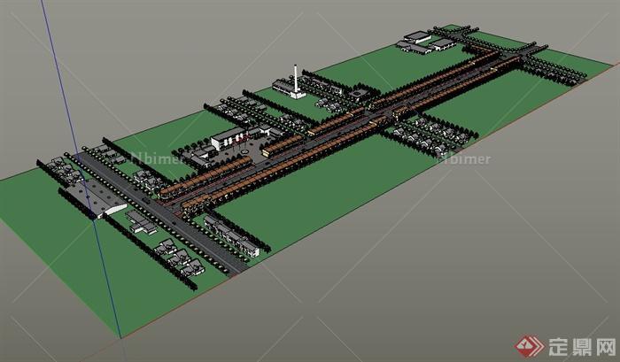 某欧式风格商业区步行街整体建筑规划设计SU模型