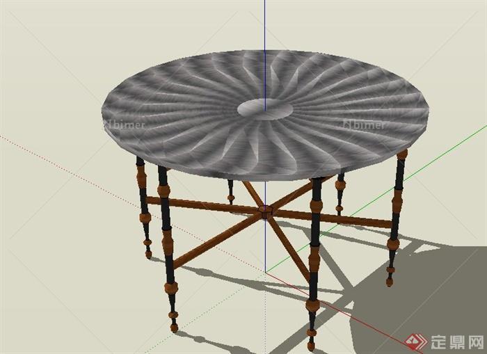 圆盘形大理石高脚桌设计SU模型