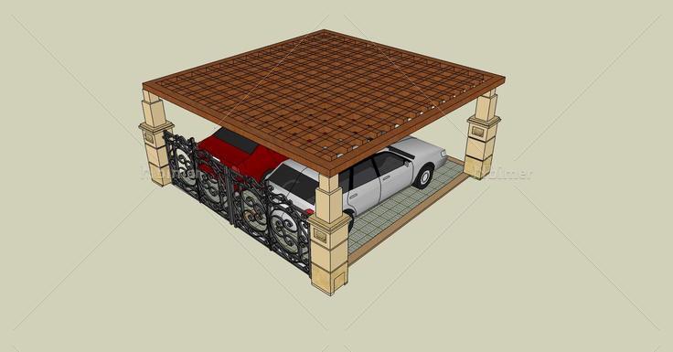 建筑构件-车棚(70843)su模型下载