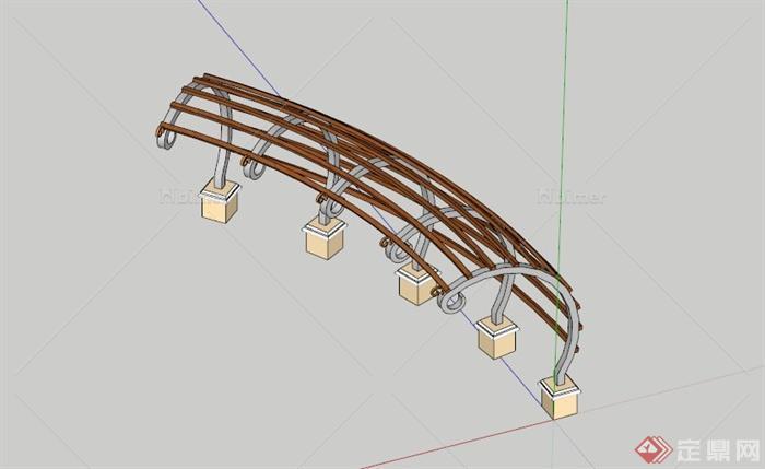 某现代设计拱形花架SU模型