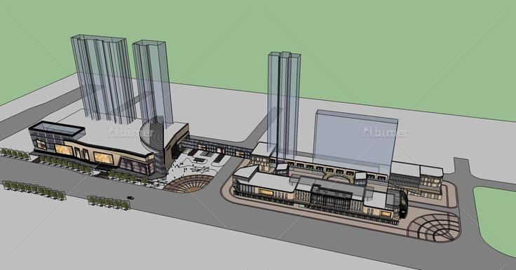 現代風格商業街(79323)su模型下載