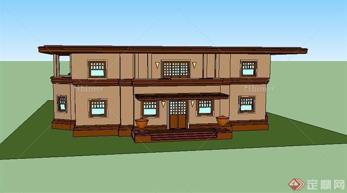 某欧式2层小别墅设计SU模型素材