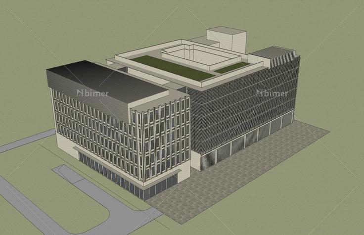 现代多层办公楼(40544)su模型下载
