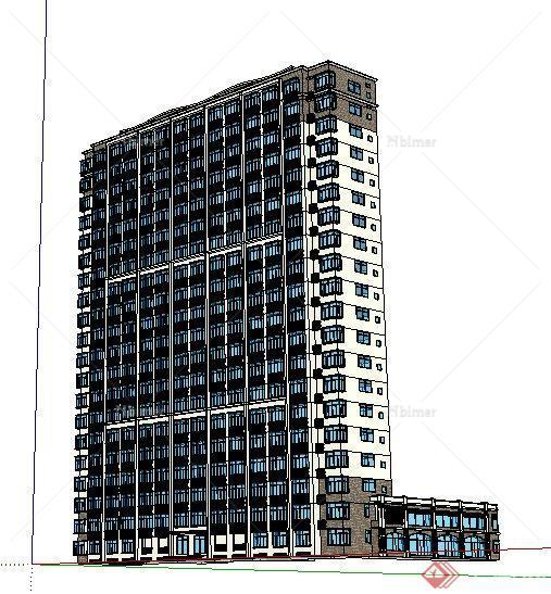 某现代高层住宅公寓建筑设计su模型[原创]