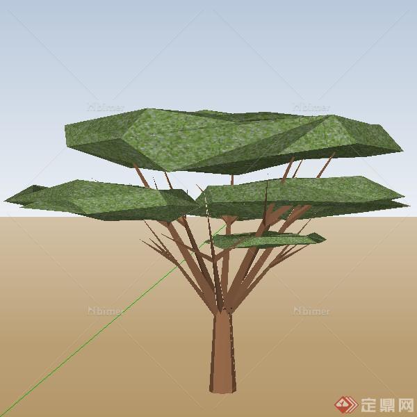 一株3D抽象景观树木SU模型素材