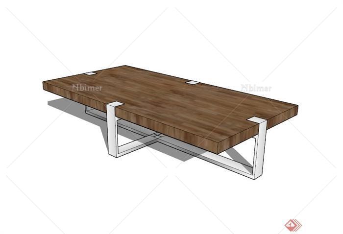 现代简约木桌子设计SU模型[原创]