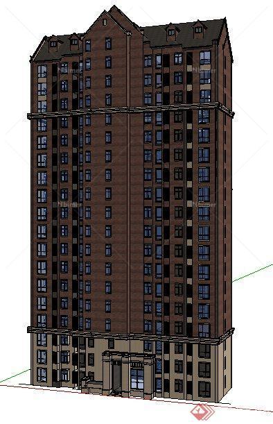 某英式风格高层住宅楼建筑设计su模型