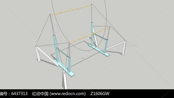 悬空转轮su模型