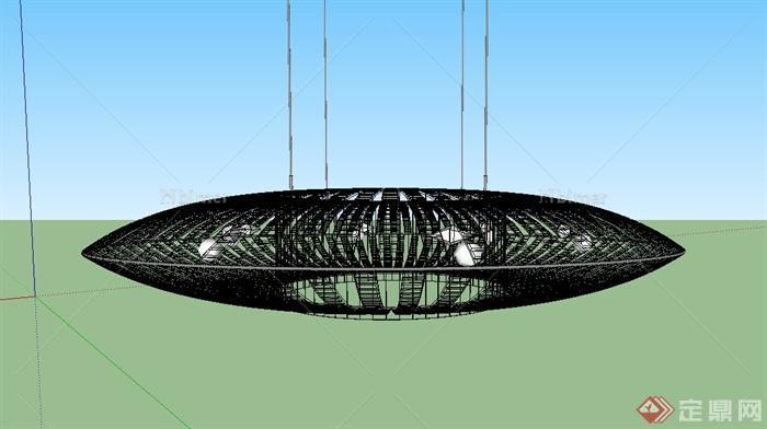 室内网状环形吊灯设计SU模型