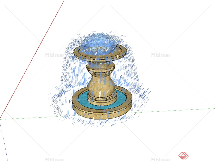 某欧式水景喷泉设计SU模型素材