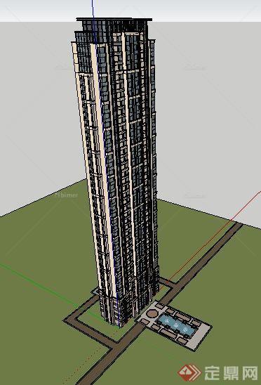 独栋超高层住宅楼建筑设计su模型[原创]