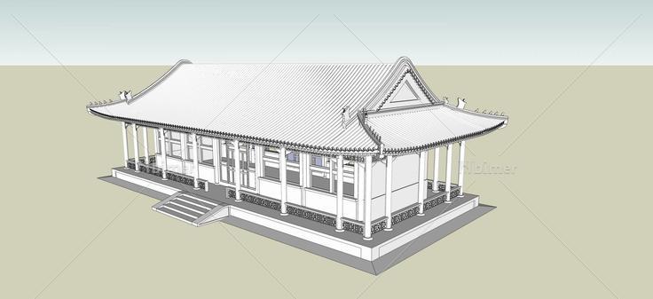 中式大殿(60352)su模型下载