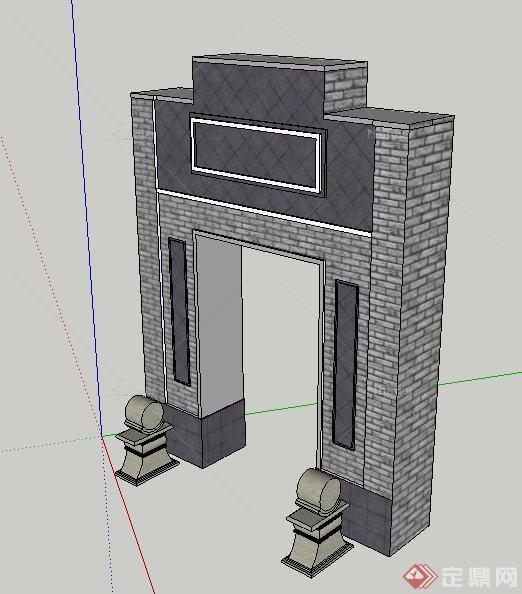 古典中式青砖门廊设计SU模型