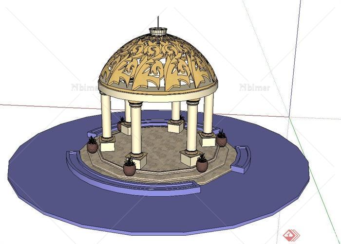 欧式亭设计su模型