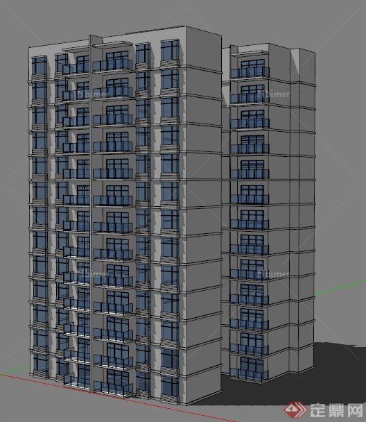 一栋点式高层住宅楼建筑设计su模型