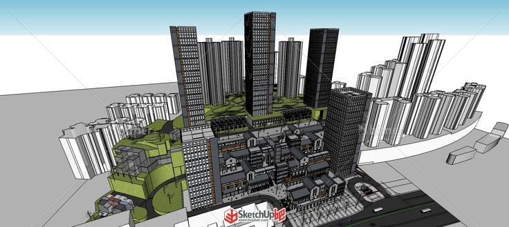 sketchup中式小区模型