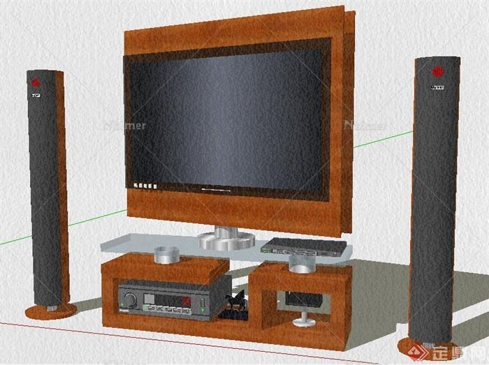 中式风格电视及音响设备su模型