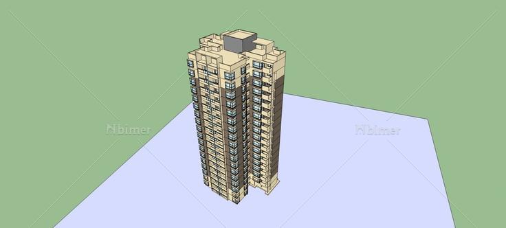 现代高层住宅楼(78612)su模型下载