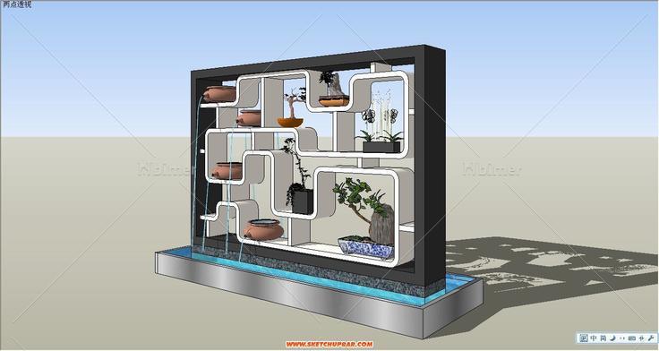 博古架+盆景+水景 小品，现代风格，适合庭院~