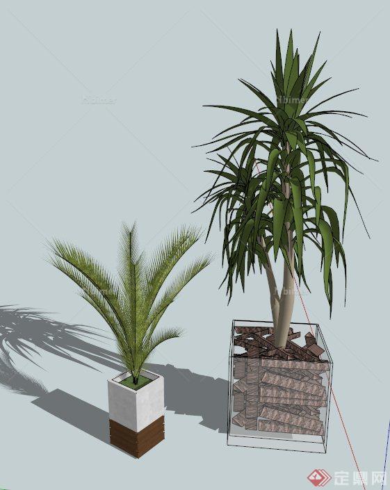 室内庭院盆栽植物设计SU模型