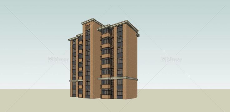 简欧风格多层住宅楼(36528)su模型下载