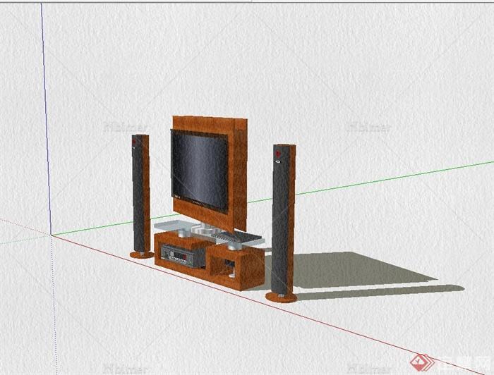 家庭影院电视、音响组合设计su模型