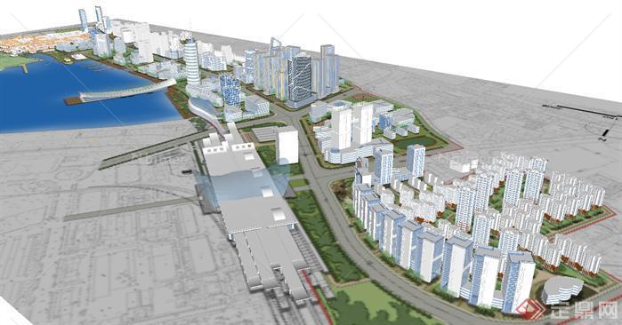 一个滨海新城城市规划方案SU精致设计模型[原创]
