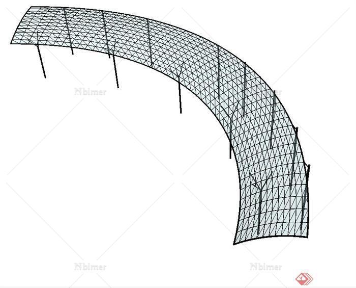 现代玻璃简易廊架设计SU模型