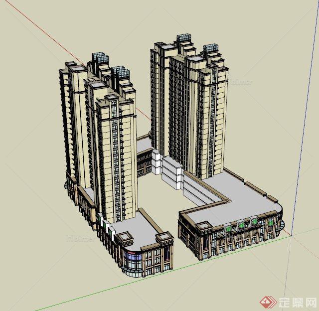现代高层商住建筑设计SU模型