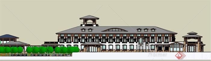 新古典温泉酒店建筑设计su模型[原创]