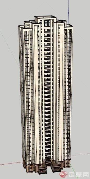 现代特色高层住宅建筑设计SU模型