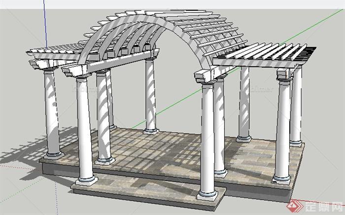 园林景观之现代风格廊架设计su模型5