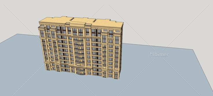 新古典风格小高层住宅楼(78791)su模型下载