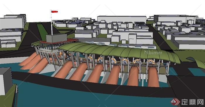 某水库建筑设计SU模型