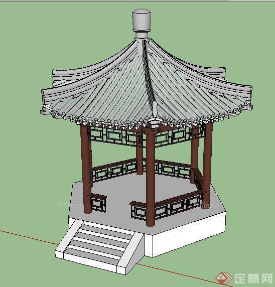 某园林景观单檐六角古亭su模型