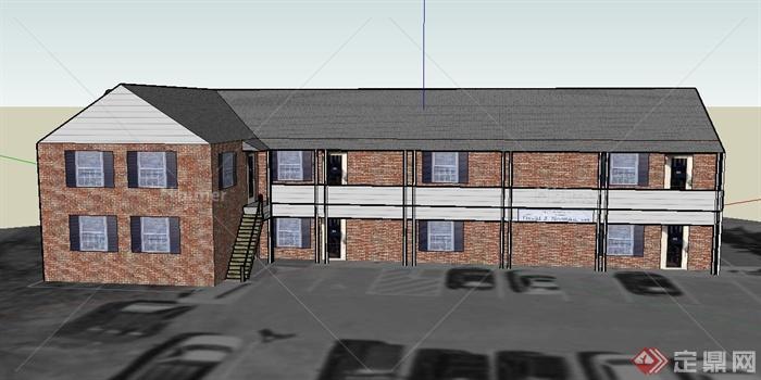 某两层员工宿舍建筑设计US模型