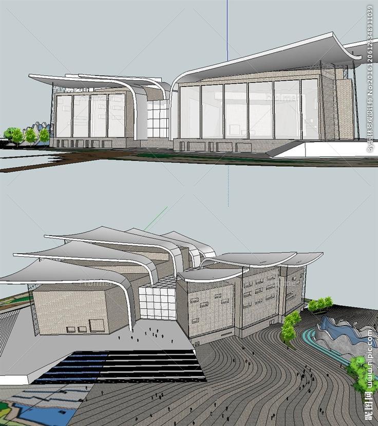 SU博物馆纪念馆美术馆建筑模型图片