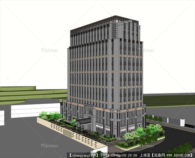 精细artdeco办公楼建筑规划设计方案su模型