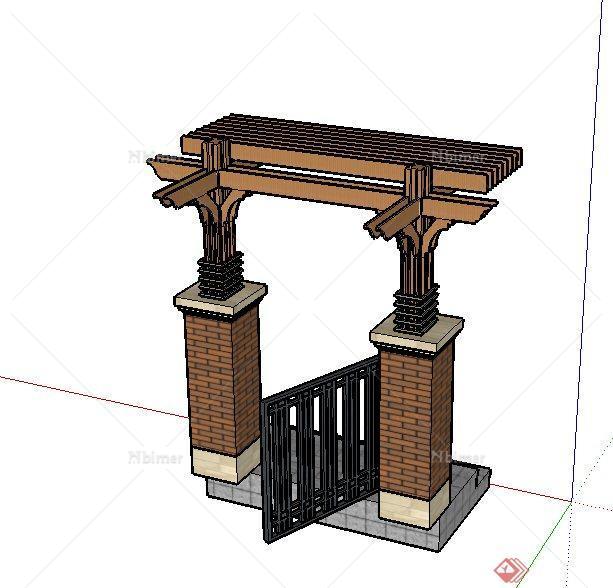 园路景观节点院门设计SU模型