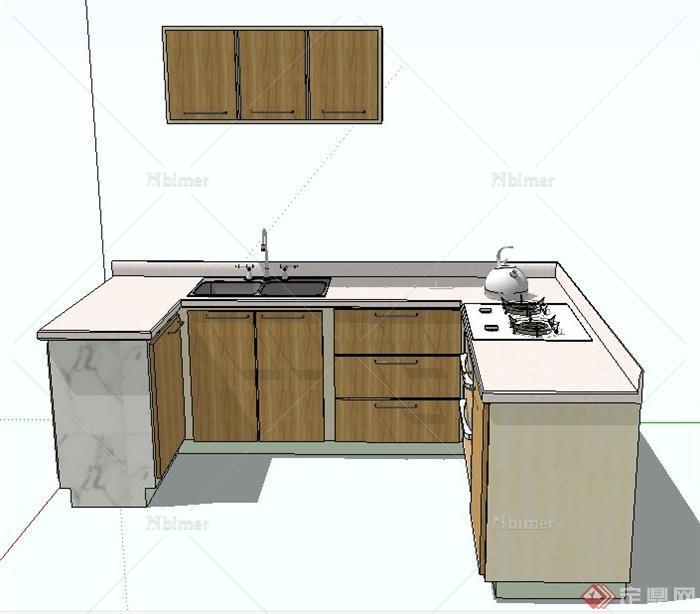 现代简约风格橱柜设计su模型