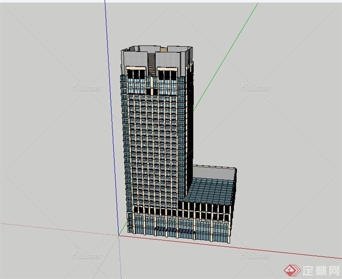 现代风格高层商业办公综合体建筑设计su模型[原创